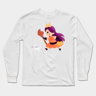 Cute little witchy and her cat Long Sleeve T-Shirt